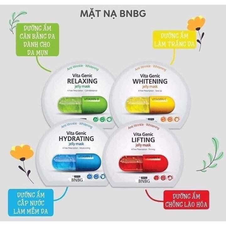 Combo MIX 10 Mặt nạ giấy BNBG Vita Genic Jelly Mask 30ml x10 (Lifting, Whitening, Relaxing, Hydrating)