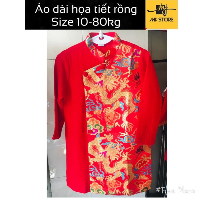 Áo dài họa tiết rồng bé trai