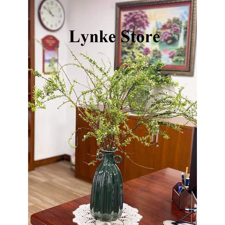 Bình Hoa Lọ Hoa Sứ Dáng Chai Múi Đắp Tai Men Hỏa Biến Gốm Sứ Bát Tràng - Lynke Store