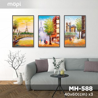 Bộ 3 Tranh Canvas Mopi treo tường trang trí nhà cửa đẹp phong cách trừu tượng nghệ thuật Âu hiện đại (3 tranh 40x60cm)