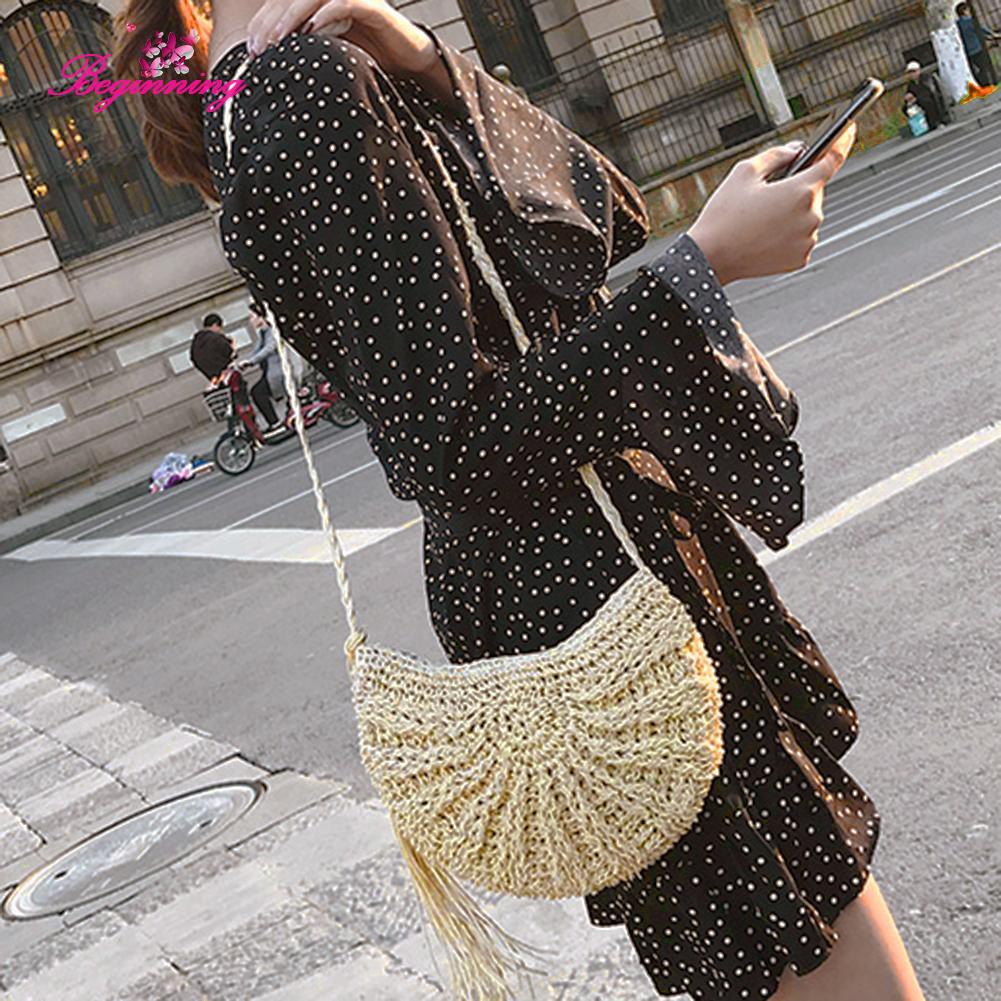 Túi đeo chéo đan móc tua rua cho người mới bắt đầu