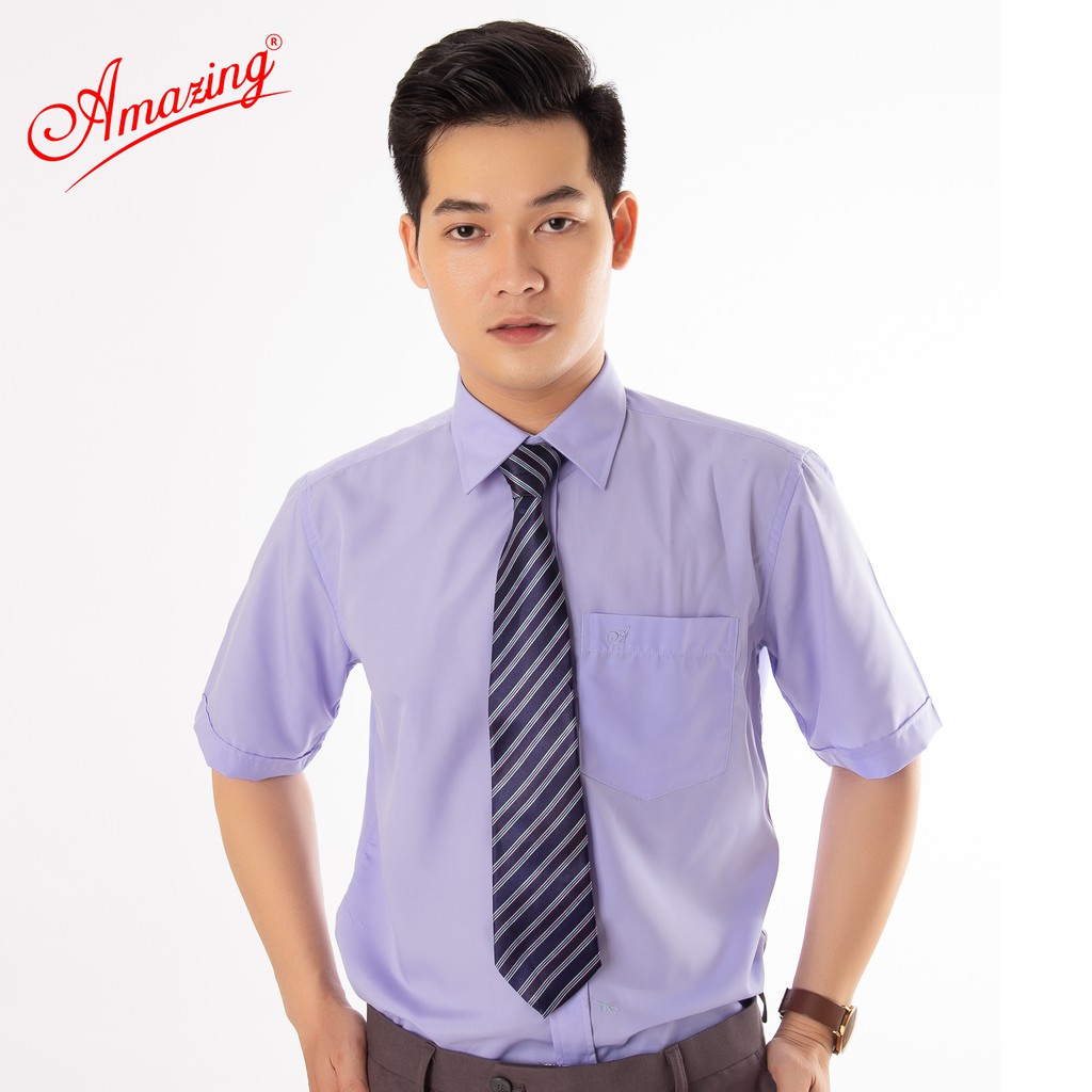 Áo sơ mi nam tay ngắn Amazing, size 50 dến 100kg, form dáng suông, vạt bầu, đường may tỉ mỉ