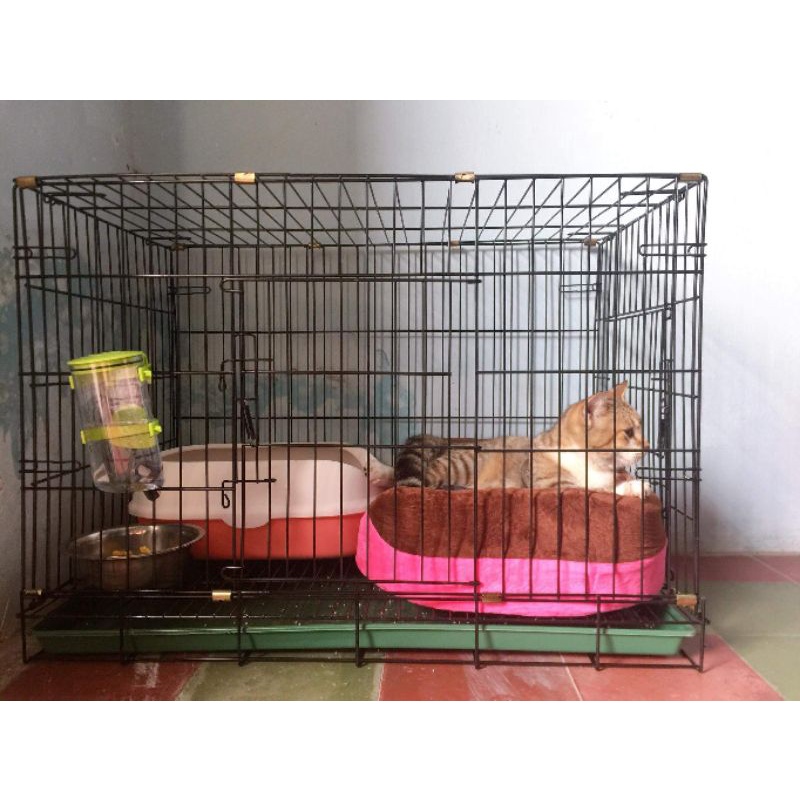 Chuồng Sắt Tĩnh Điện Size L 48x76 cao 57 Chó Dưới 17kg - Chuồng Sắt Xếp Gọn Kèm Mâm Hứng