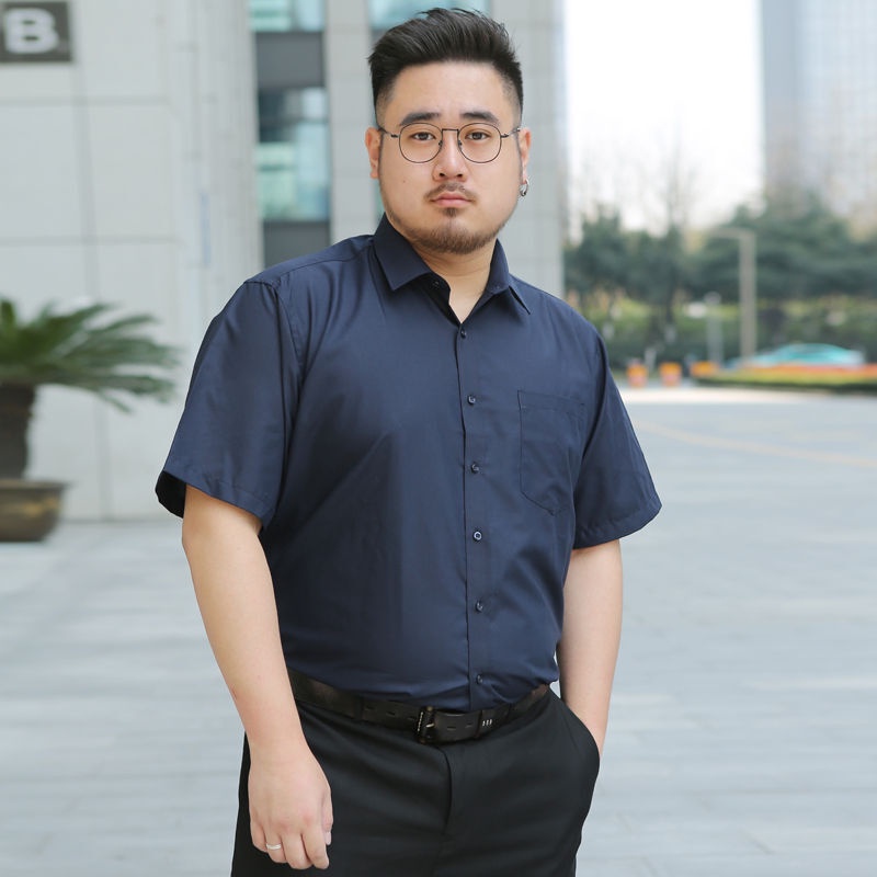 Áo Sơ Mi Tay Ngắn Dáng Rộng Màu Trơn Thời Trang Công Sở Cho Nam 80-175KG