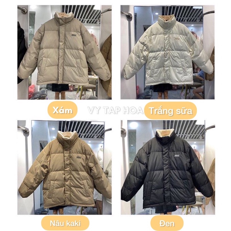 SẴN TRẮNG L Áo khoác phao nữ lông cừu hai mặt form rộng hàng quảng châu cao cấp | BigBuy360 - bigbuy360.vn