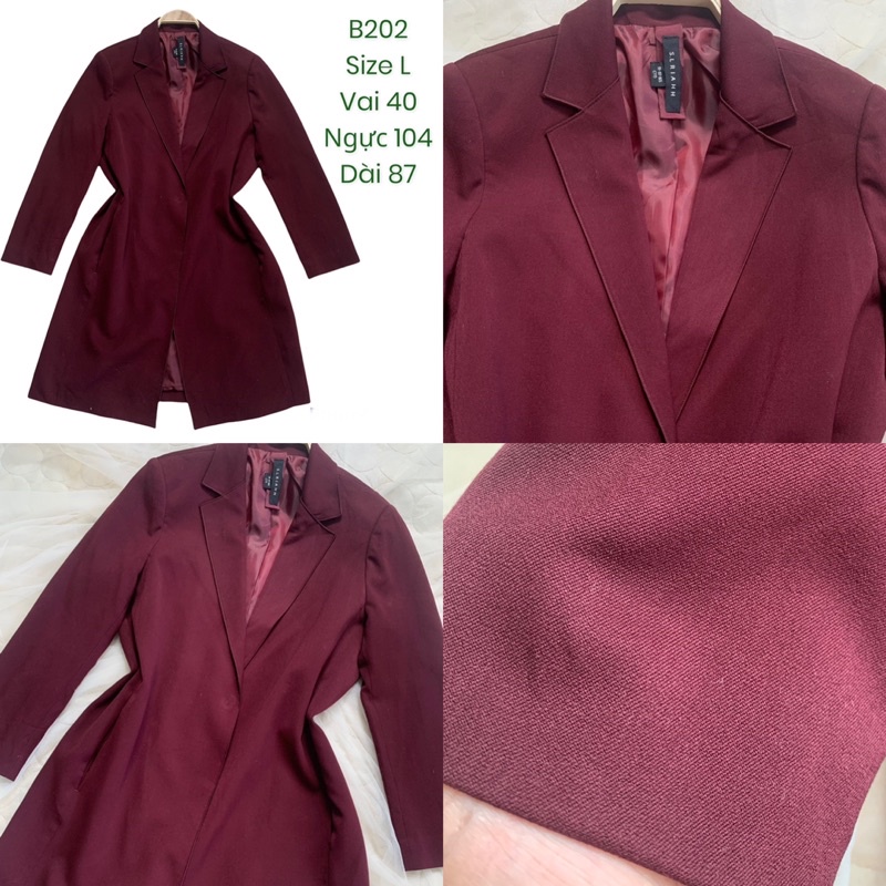 Áo blazer nữ B202 dáng dài khoá gài 2hand Hàn si tuyển ảnh thật