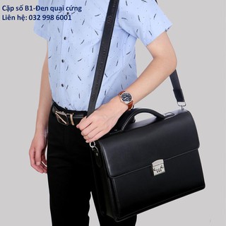 [CẶP SÔ] Cặp da nam khóa số B1 đen