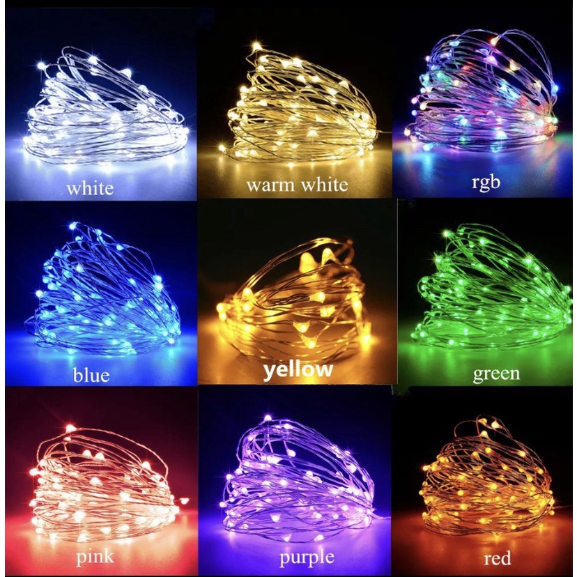 Dây Đèn Led Đom Đóm Dài 10 Mét 100 Bóng FairyLight Trang Trí Không Chớp Trang Trí Lều Trại, Góc Học Tập