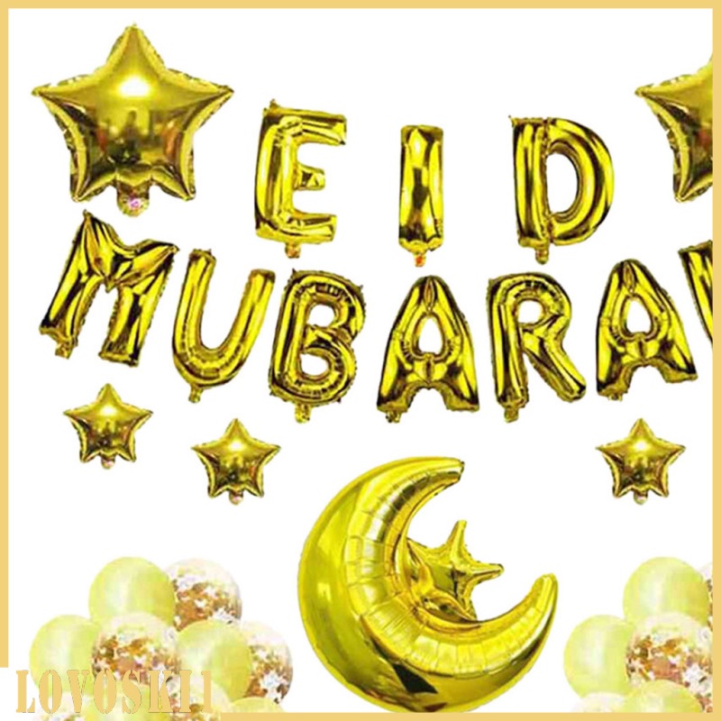 1 Bộ Bong Bóng Trang Trí Lễ Hội Eid Mubarak Của Người Hồi Giáo (Lovoski1)