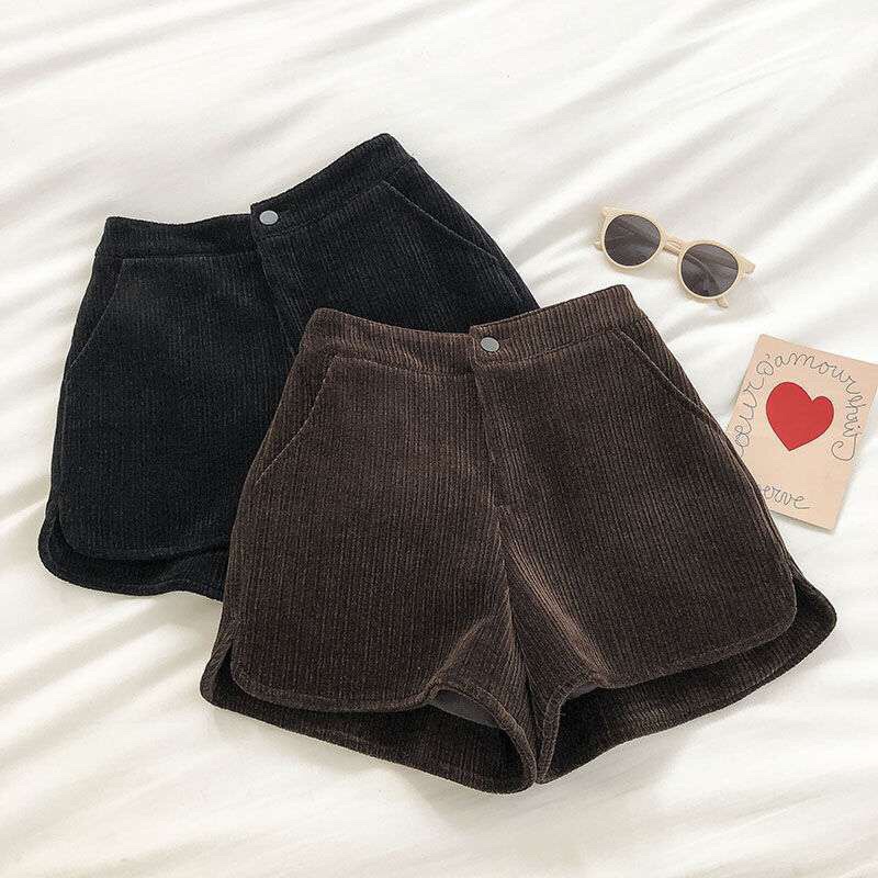9861. QUẦN SHORT NHUNG LƯNG CAO ỐNG RỘNG BASIC