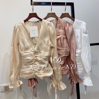 Áo dọc khuy lụa silk bóng hàng đẹp Hanna