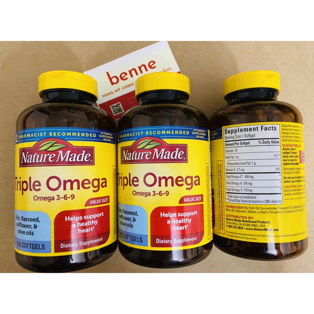 Viên uống Triple Omega 369 Nature Made của Mỹ