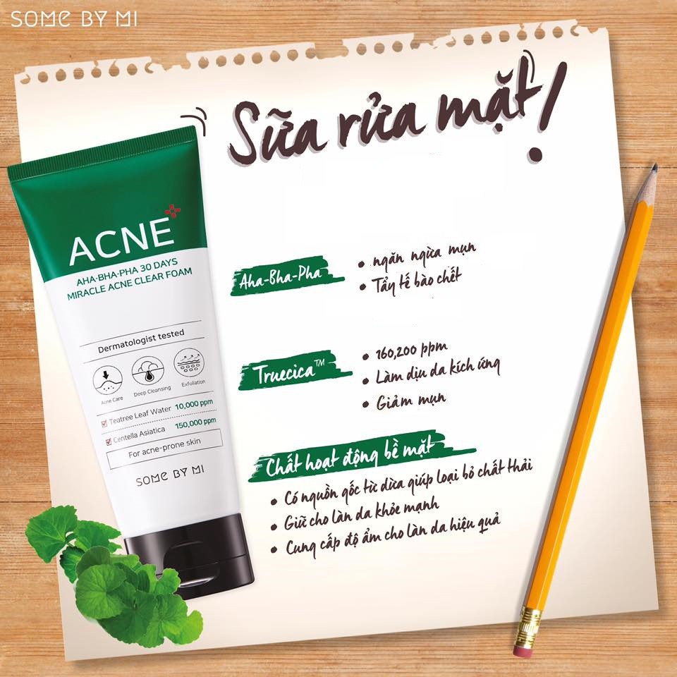 Sữa Rửa Mặt Some By Mi AHABHAPHA 30 Days Miracel Acne Clear Foam 100ml