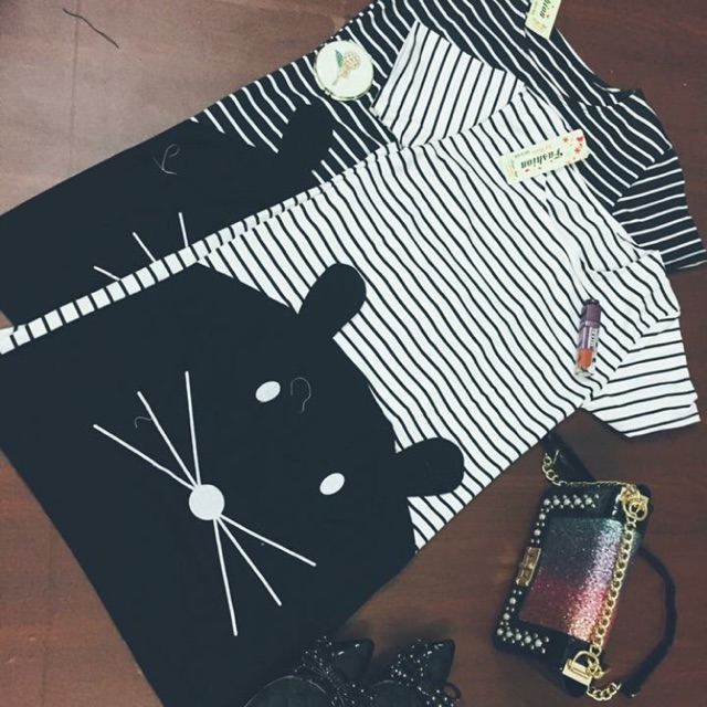 Set đầm suông hình mèo cute
