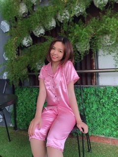 ( Freesize Lụa ) Đồ Bộ Pijama Lụa viền bèo - Tay Ngắn Quần Lửng