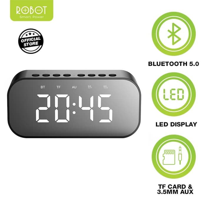 Loa Bluetooth ROBOT RB550 Đồng Hồ Hiển Thị LED - Hỗ trợ thẻ nhớ Micro SD &amp; Jack cắm 3.5 -BH 1 ĐỔI 1 12 THÁNG-Chính Hãng