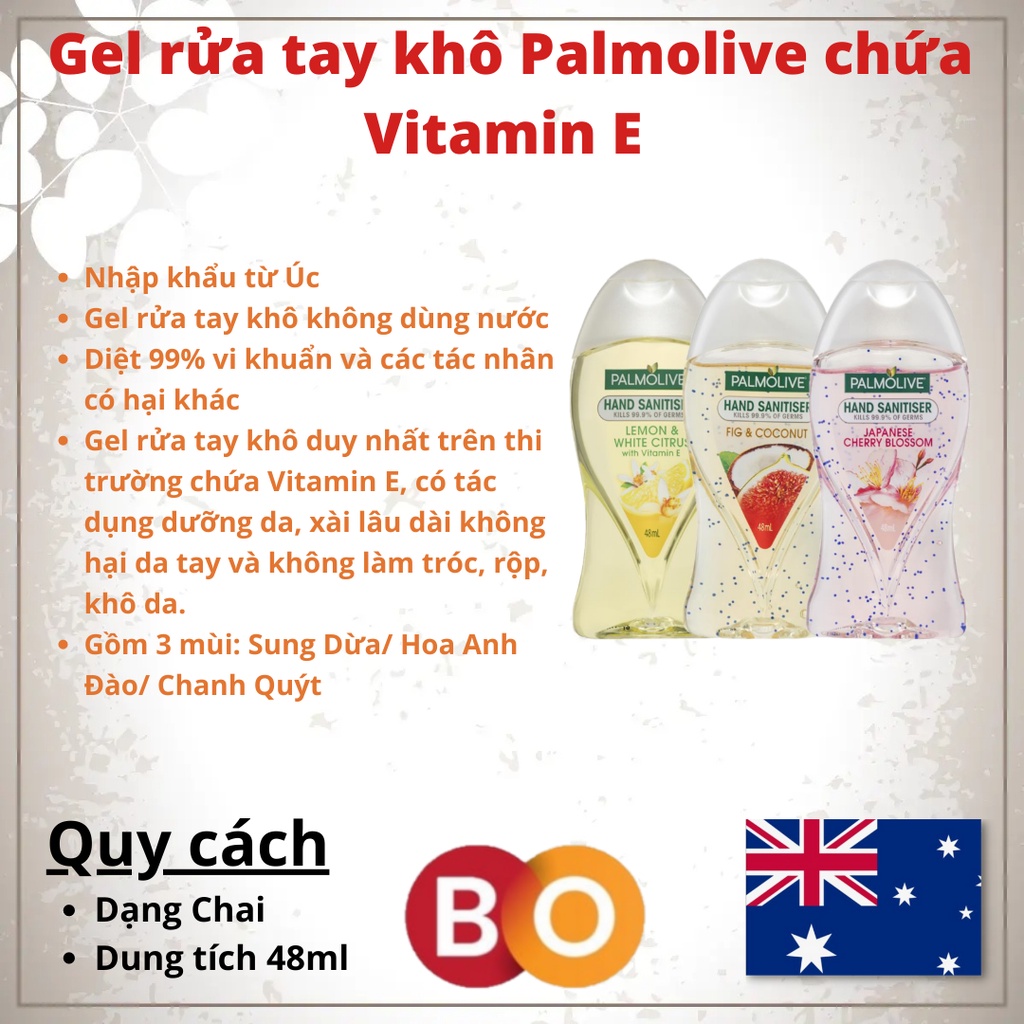 Gel rửa tay khô Palmolive chứa Vitamin E 48ml