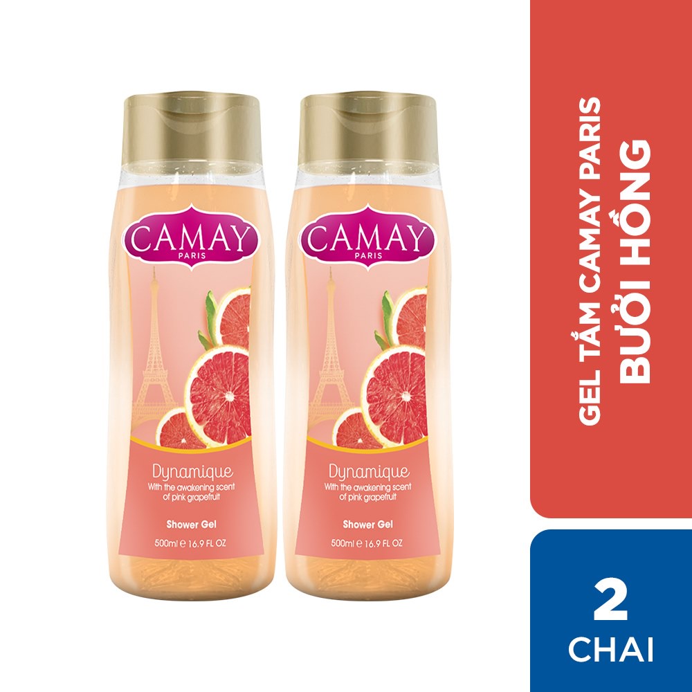 [Mã COSUI03 giảm 8% đơn 150K] Combo 2 chai Gel tắm hương bưởi hồng Camay Paris 500mlx2