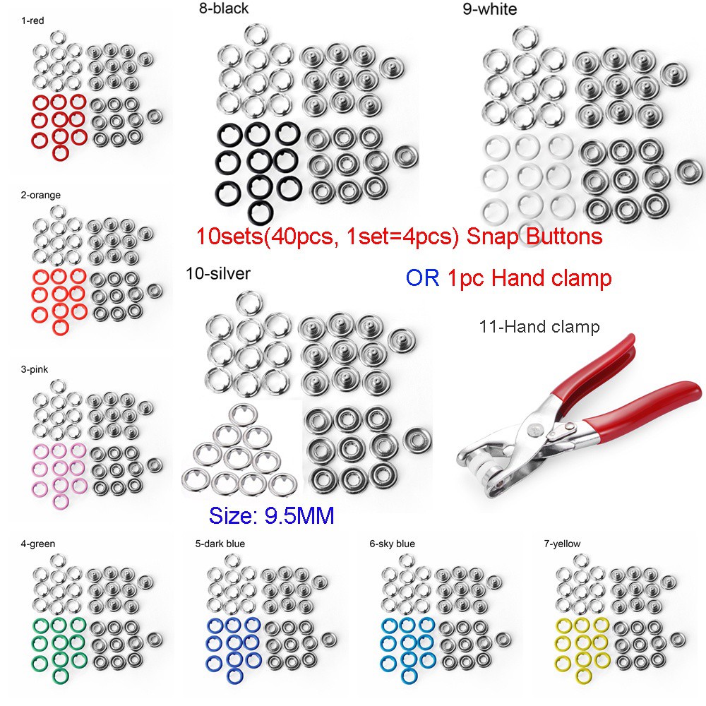 Bộ 10 Bộ 40 Nút Bấm Tròn Bằng Kim Loại Chuyên Dụng Cho May Vá Quần Áo/ Sổ Tay Diy