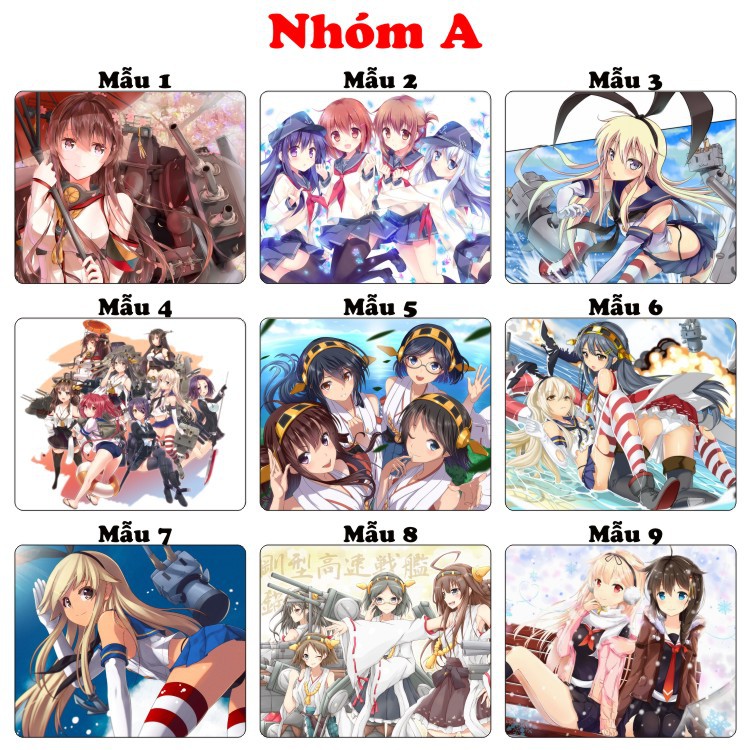 &lt;27 mẫu&gt;Lót chuột máy tính Anime Kantai Colletion (KanColle) kích cỡ bàn di chuột lớn 20x24cm chất liệu mouse pad cao su