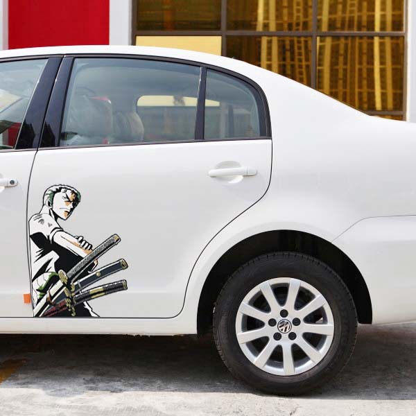 Sticker dán trang trí xe hơi không nước in hình nhân vật zoro trong one piece độc đáo
