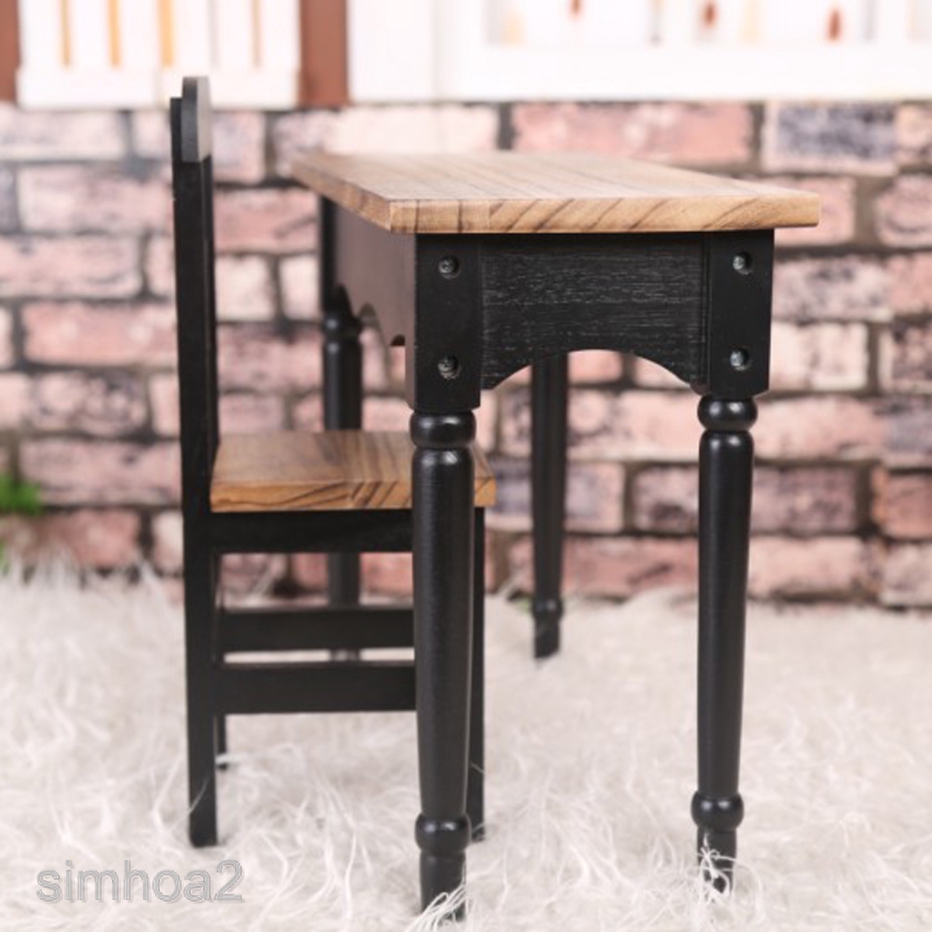 [SIMHOA2] 70cm BJD DIY Assembled Wood Student Desk + Chair Set 1/3 SD DOD Dollfie