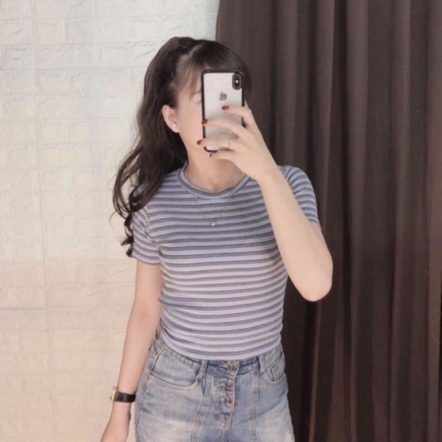 Áo thun gân croptop