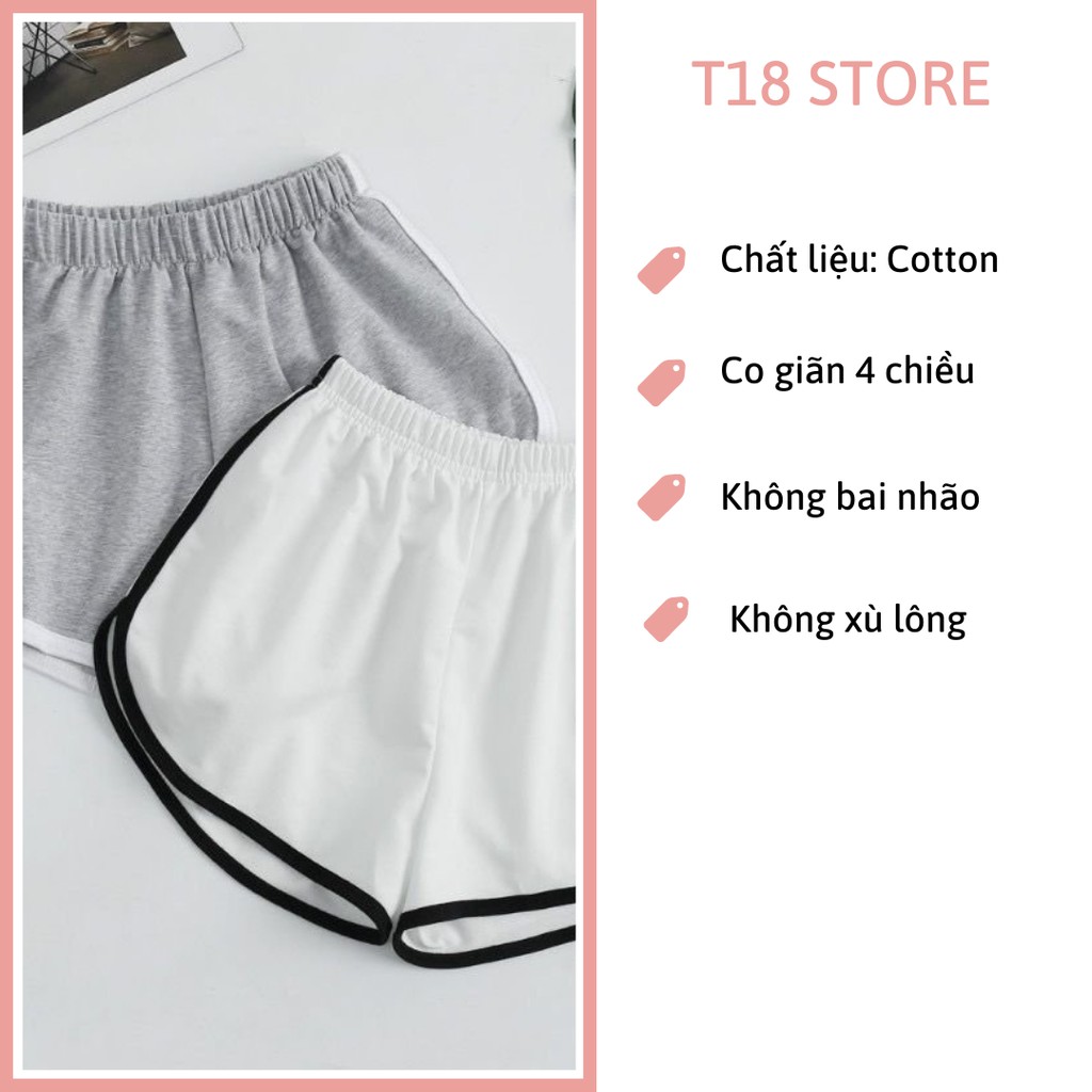 Quần đùi viền thể thao quần short nữ ngắn mặc nhà tập gym mặc ngủ chất thun mềm mát T18 STORE QD03