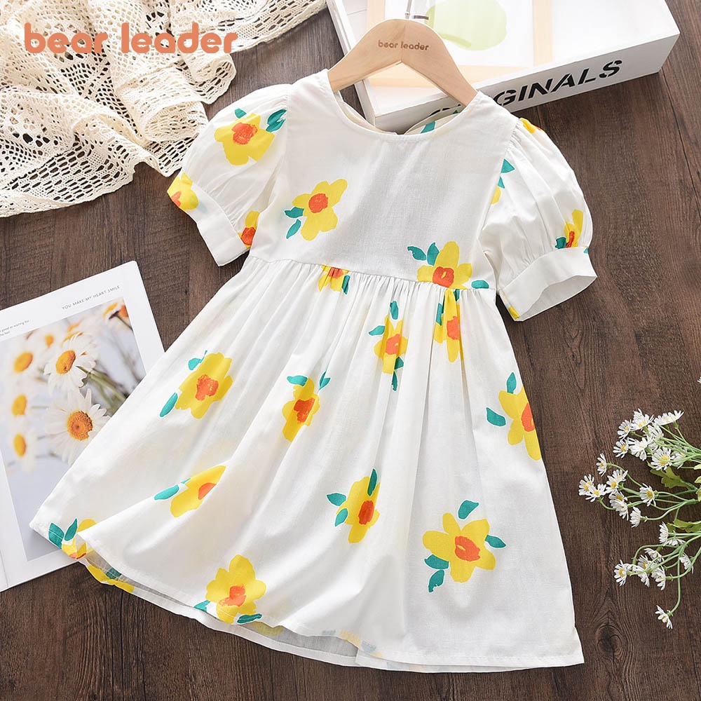 Đầm BEAR LEADER chất liệu cotton họa tiết hoa thời trang mùa hè cho bé gái 2-7 tuổi