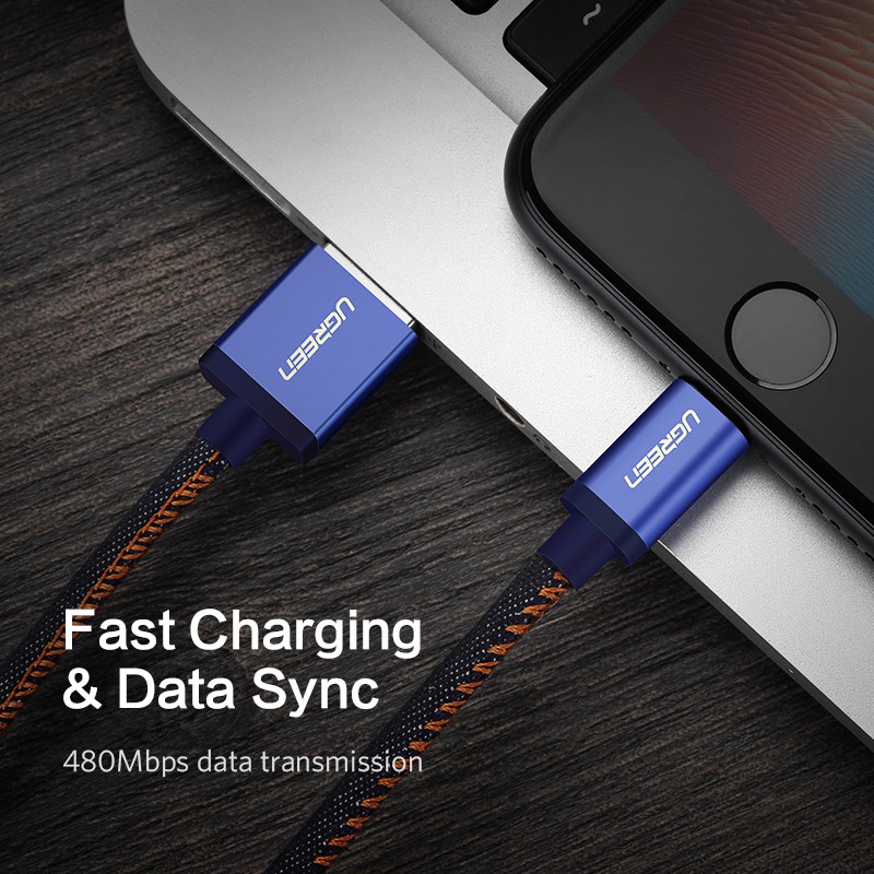Cáp USB MFi đầu Lightning 2.4A sạc nhanh truyền dữ liệu điện thoại di động cho iPhone Android Type-c