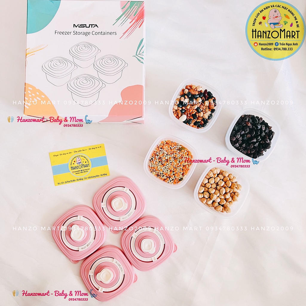 Set 4 Hộp Đựng Thức Ăn Dặm Cho Bé, Hộp Trữ Đông MISUTA 120ml