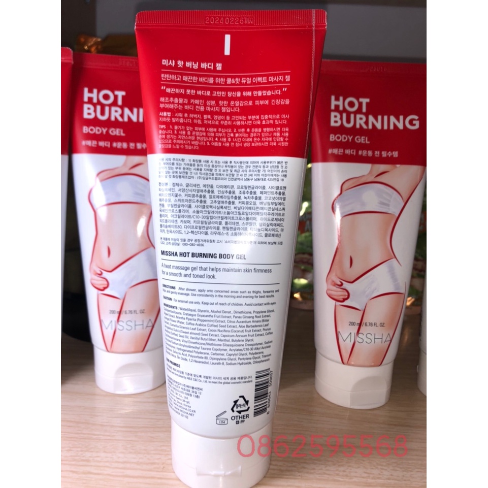 Gel Kem Tan Mỡ Bụng Đùi Missha Hot Burning Hàn Quốc 200ml