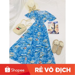 Đầm Maxi Đi Biển Phong Cách Vintage (tay dài , tay ngắn) ,có ảnh thật