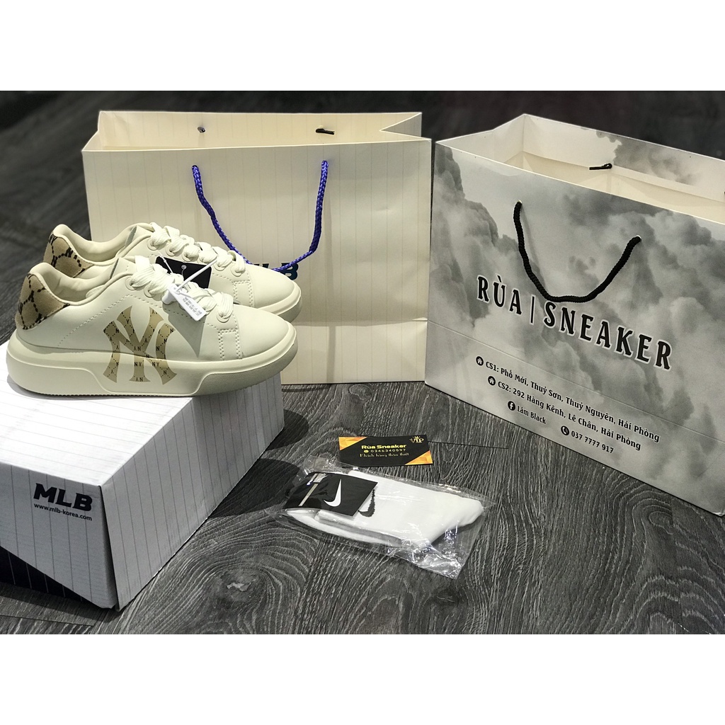Siêu Phẩm Giày Thể Thao Sneaker M.L.B Classic New,York Kem Siêu Hot Cao Cấp Ảnh Thật + freeship