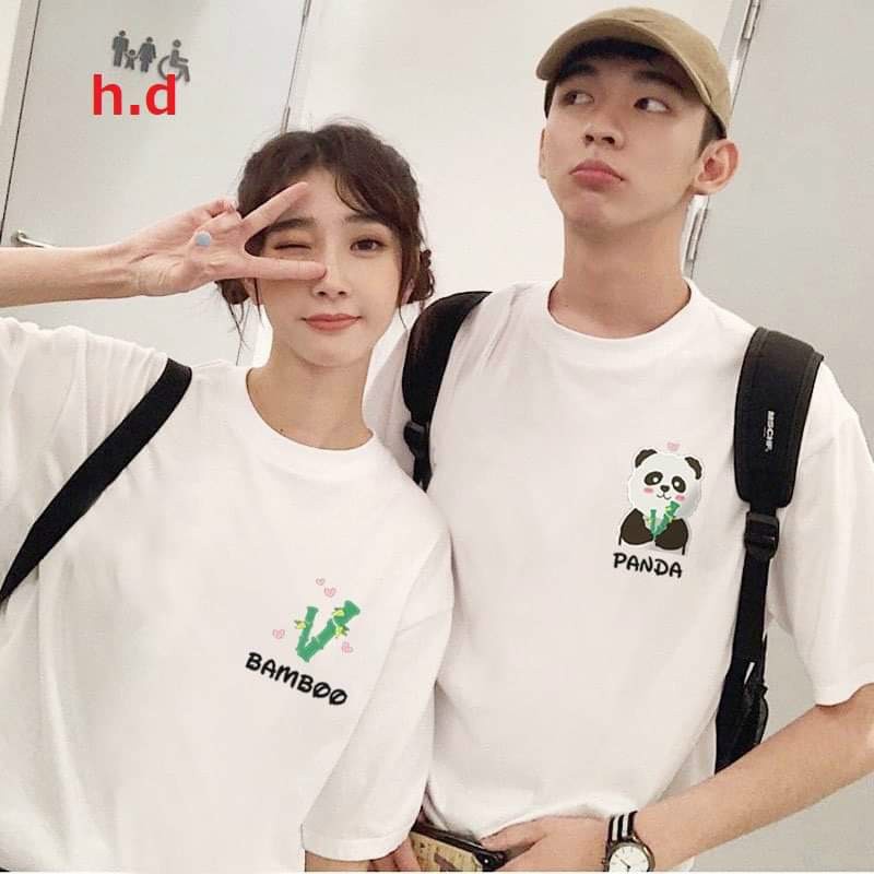 áo đôi  in gấu pada áo thun unisex fom rộng gấu pada