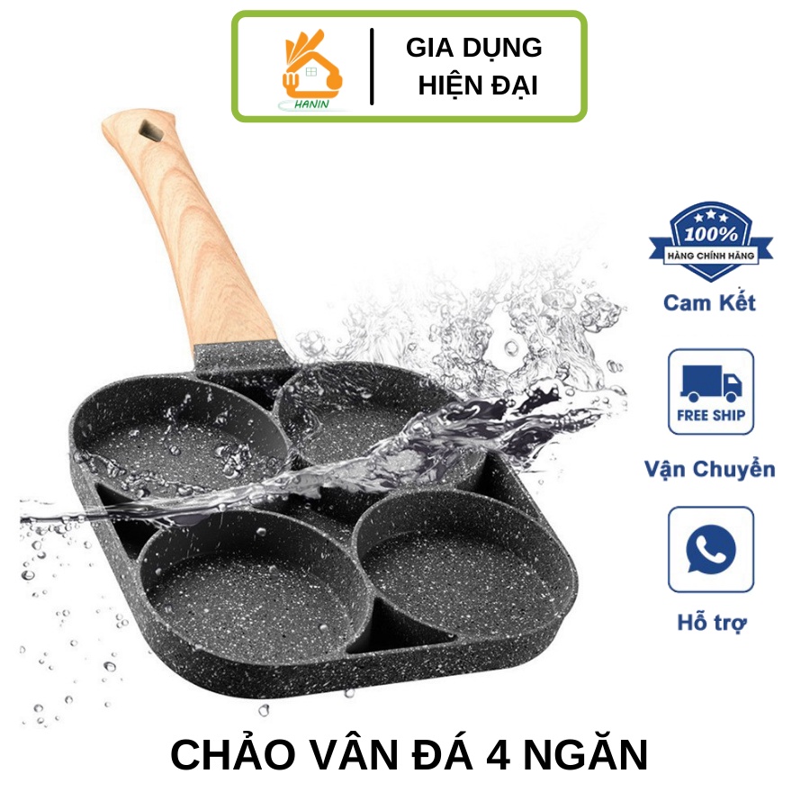 Chảo 4 Ngăn - Chảo 4 Lỗ - Chảo khuôn chống dính - Chảo rán trứng - làm bánh.