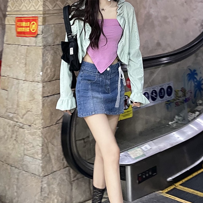 Áo Croptop Hai Dây Dệt Kim Họa Tiết Kẻ Sọc Thời Trang Cho Nữ