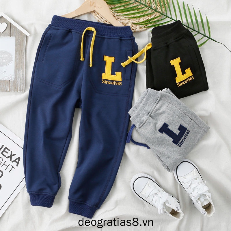 Quần thể thao bé trai các mẫu mùa xuân và mùa thu và các mẫu mùa đông cùng với nhung kiểu dáng phương tây, trẻ em lớn, quần trẻ em trẻ em, thun rời thông thường