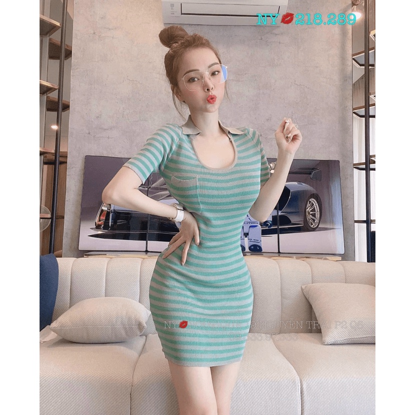 Váy Kẻ Cổ Áo Mới Lạ Siêu Tôn Dáng UP hhp (Mẫu Mới)