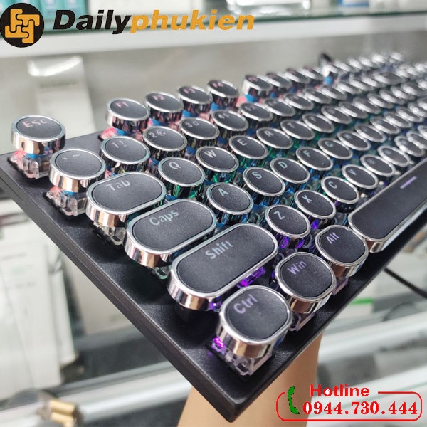 Bàn phím cơ keycap tròn xuyên led 4 màu lựa chọn , bàn phím nút tròn