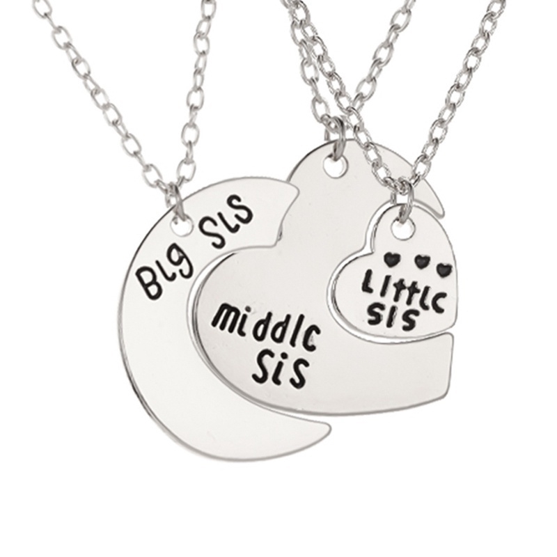 Bộ 3 dây chuyền họa tiết 3 chị em bạn thân hình trái tim/ mặt trăng