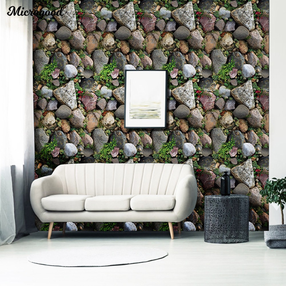 🌠🌠3D Stone Rock Grass Wallpaper TV Background Living Room Cafe Sticker