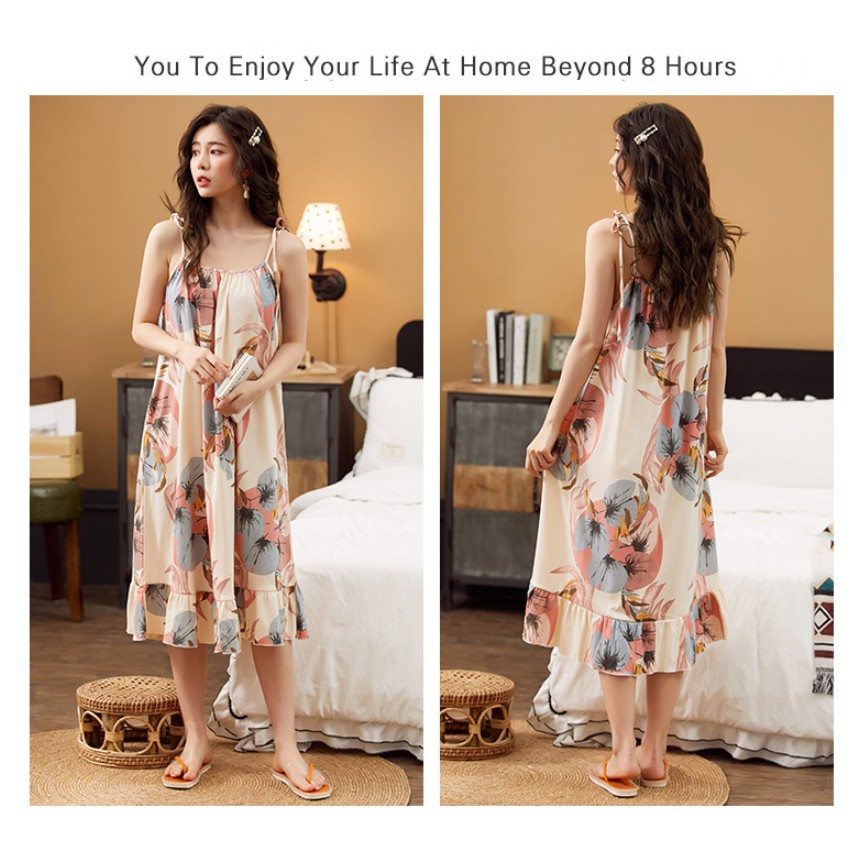 Đầm Ngủ Cotton Không Tay Dáng Rộng Dành Cho Nữ