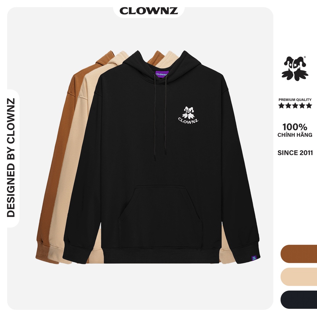 Áo khoác hoodie trơn local brand Clownz Basic V1 nỉ bông unisex nam nữ form rộng có mũ