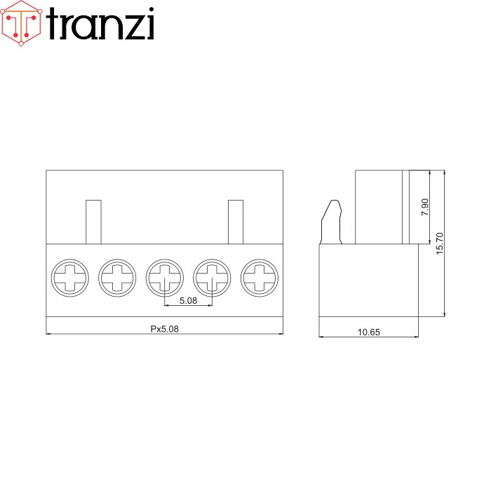 Cầu đấu 5.08mm đực cong cái cong HT508 4P - túi 5 cái