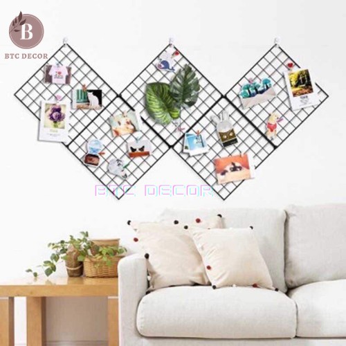 Lưới Decor Trang Trí Phòng - Khung Lưới Sắt Phong Cách Hàn  - KT 35x35cm Sơn Tĩnh Điện Chống Gỉ Sét -Trang Trí Phòng Ngủ