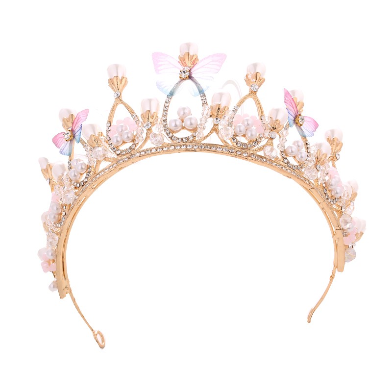 Vương Miện Trang Trí Cô Dâu Đính Ngọc Trai Và Kim Cương Nhân Tạo