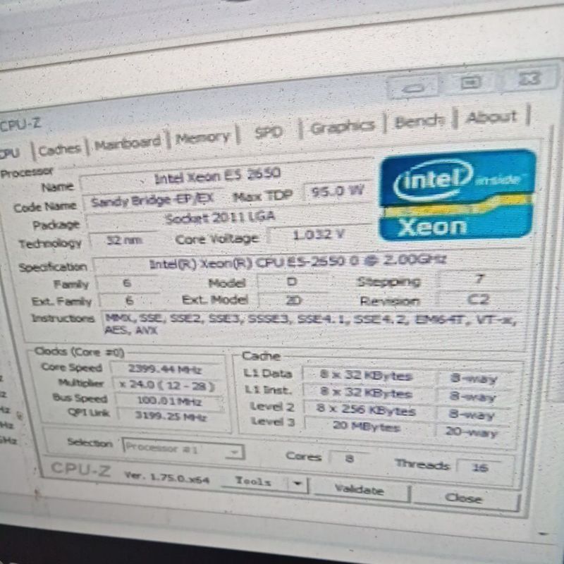 cpu xeon e5 2650 socket 2011/ tặng keo tản nhiệt