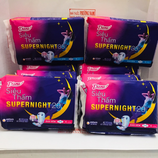 (Che tên sản phẩm) Băng vệ siinh Diana đêm(28cm &amp; 35cm)
