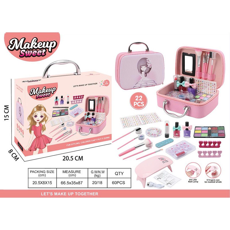 Bộ đồ chơi vali trang điểm cho bé, hộp trang điểm như thật cho bé gái